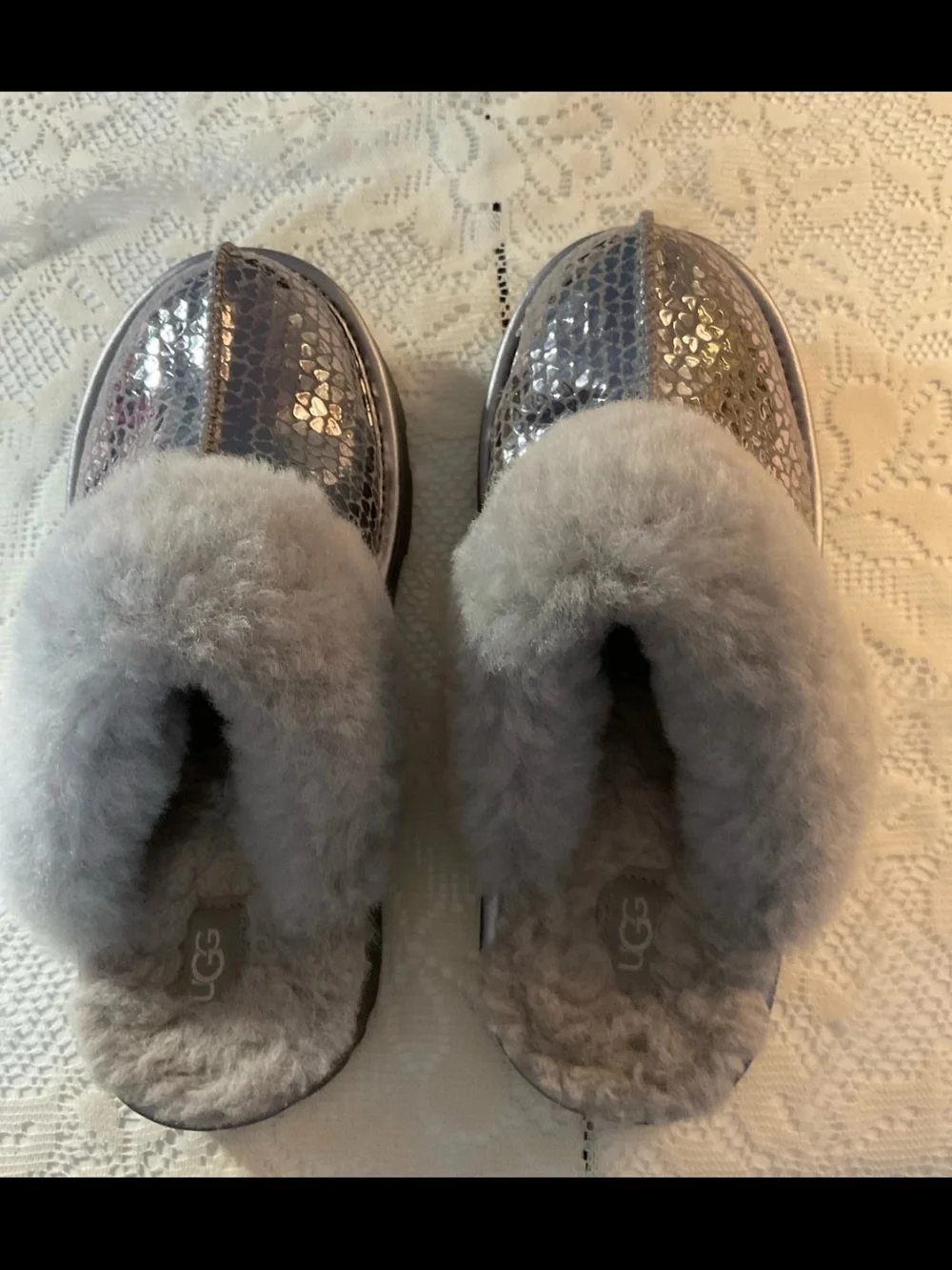 UGG Kids Iridescent Heart Mosaic Slip-On in Gray